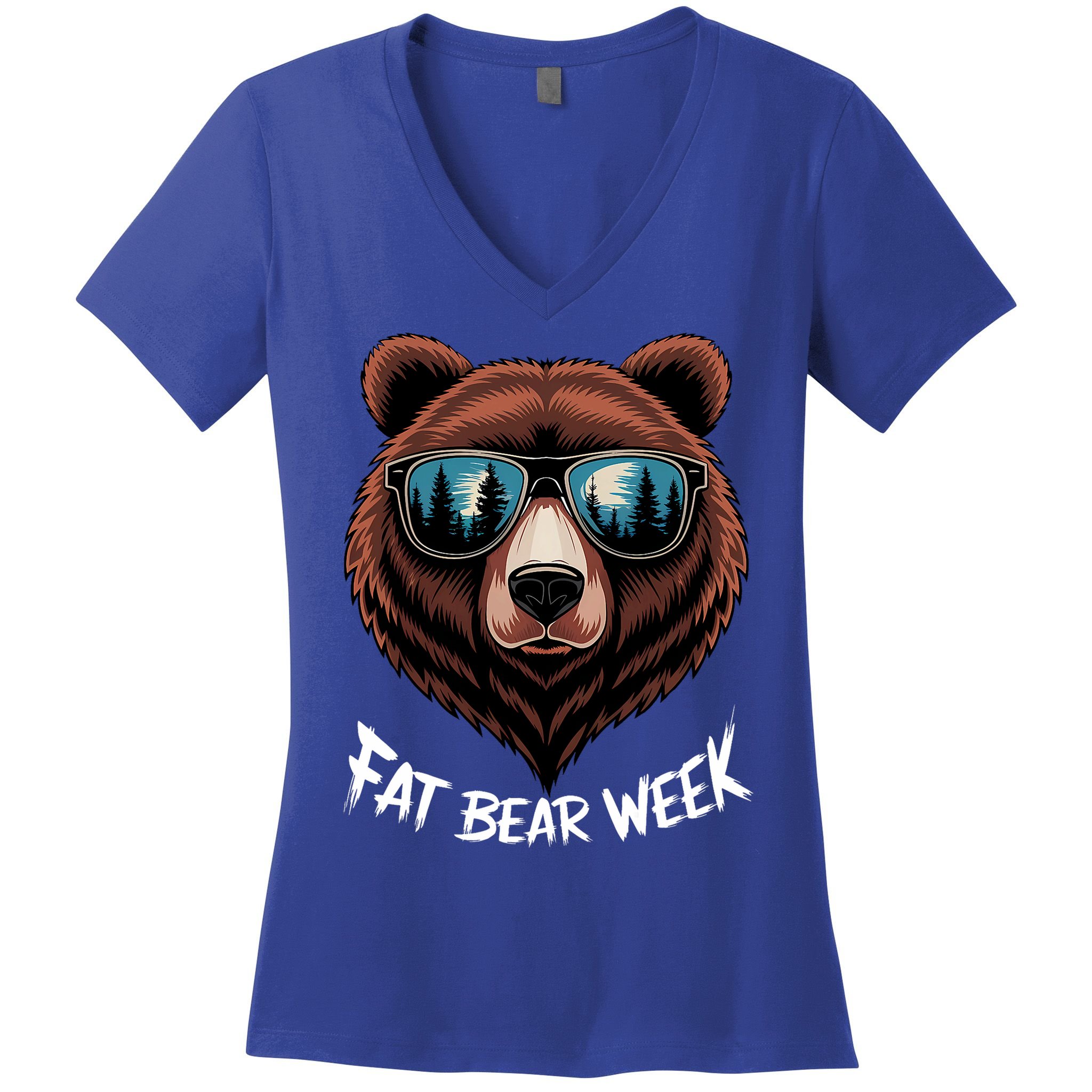 Fat Bear Week Retro Bear Sunglasses Nature Lovers Women's V-Neck T-Shirt