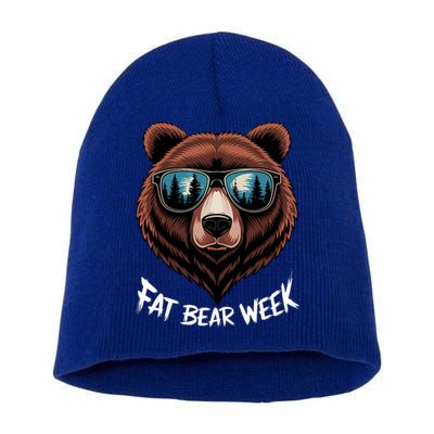 Fat Bear Week Retro Bear Sunglasses Nature Lovers Short Acrylic Beanie