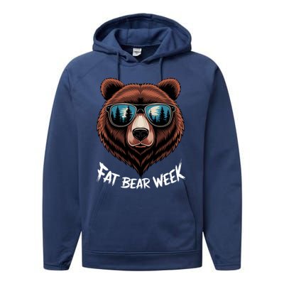 Fat Bear Week Retro Bear Sunglasses Nature Lovers Performance Fleece Hoodie