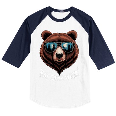 Fat Bear Week Retro Bear Sunglasses Nature Lovers Baseball Sleeve Shirt