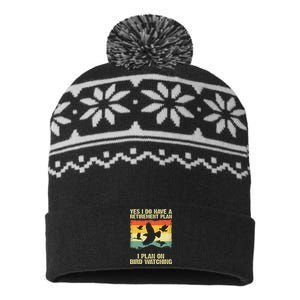 Funny Bird Watching Design For Men Women Birding Retirement USA-Made Snowflake Beanie