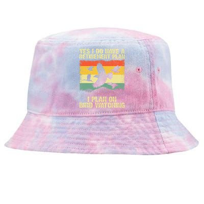 Funny Bird Watching Design For Men Women Birding Retirement Tie-Dyed Bucket Hat