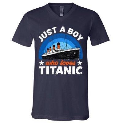 For Boys Who Just Love The RMS Titanic V-Neck T-Shirt
