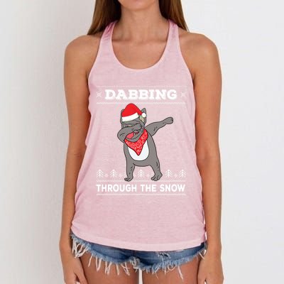 French Bulldog With Santa Claus Hat Ugly Christmas Sweater Gift Women's Knotted Racerback Tank