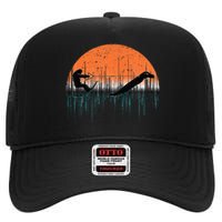 Funny Bigfoot Water Skiing With Loch Ness Monster Bigfoot High Crown Mesh Back Trucker Hat