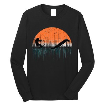 Funny Bigfoot Water Skiing With Loch Ness Monster Bigfoot Long Sleeve Shirt