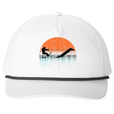 Funny Bigfoot Water Skiing With Loch Ness Monster Bigfoot Snapback Five-Panel Rope Hat