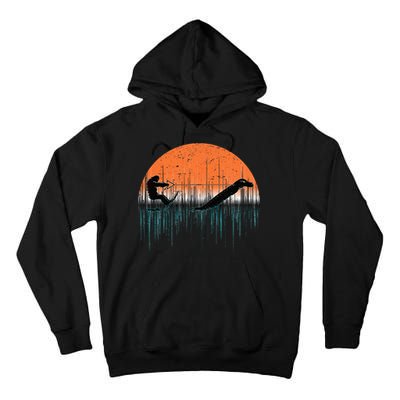 Funny Bigfoot Water Skiing With Loch Ness Monster Bigfoot Tall Hoodie