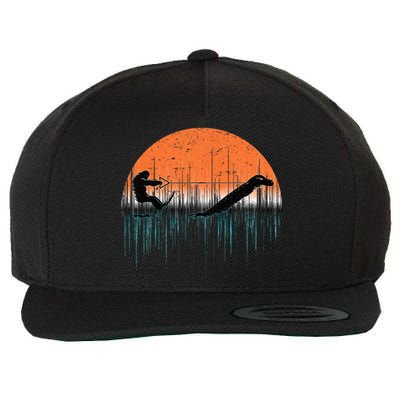 Funny Bigfoot Water Skiing With Loch Ness Monster Bigfoot Wool Snapback Cap