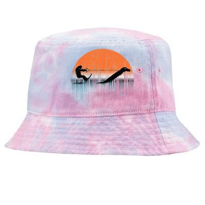 Funny Bigfoot Water Skiing With Loch Ness Monster Bigfoot Tie-Dyed Bucket Hat