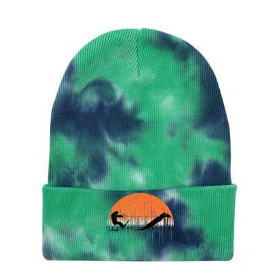 Funny Bigfoot Water Skiing With Loch Ness Monster Bigfoot Tie Dye 12in Knit Beanie