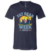 Fat Bear Week 2024 Grazer Animal Lover Alaska Katmai Nature V-Neck T-Shirt