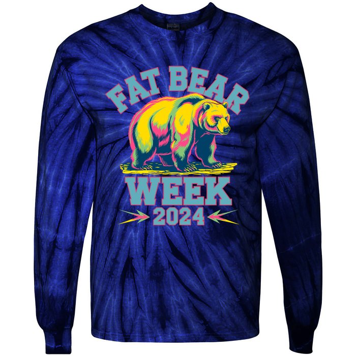 Fat Bear Week 2024 Grazer Animal Lover Alaska Katmai Nature Tie-Dye Long Sleeve Shirt