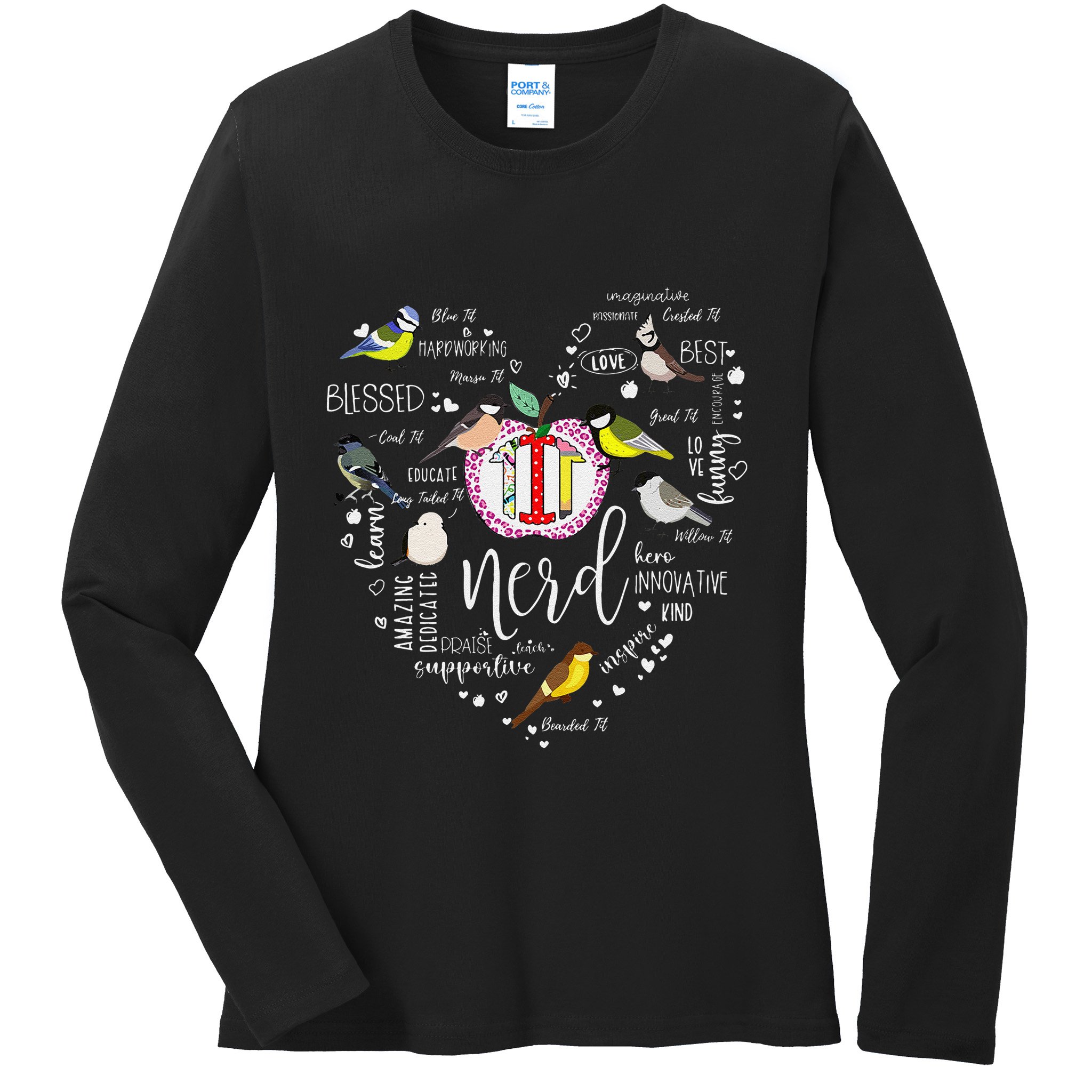 Funny Bird Watching Tits Women Tit Nerd Birder Birdwatching Ladies Long Sleeve Shirt