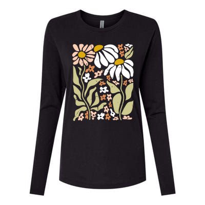 Flowers Boho Wildflowers Floral Nature Womens Cotton Relaxed Long Sleeve T-Shirt