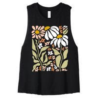 Flowers Boho Wildflowers Floral Nature Women's Racerback Cropped Tank