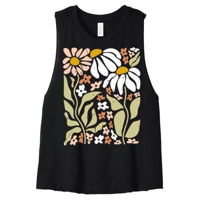 Flowers Boho Wildflowers Floral Nature Women's Racerback Cropped Tank