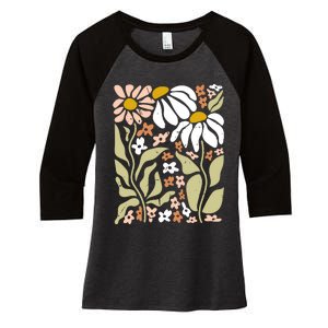 Flowers Boho Wildflowers Floral Nature Women's Tri-Blend 3/4-Sleeve Raglan Shirt