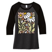 Flowers Boho Wildflowers Floral Nature Women's Tri-Blend 3/4-Sleeve Raglan Shirt