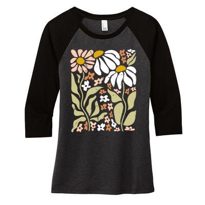 Flowers Boho Wildflowers Floral Nature Women's Tri-Blend 3/4-Sleeve Raglan Shirt