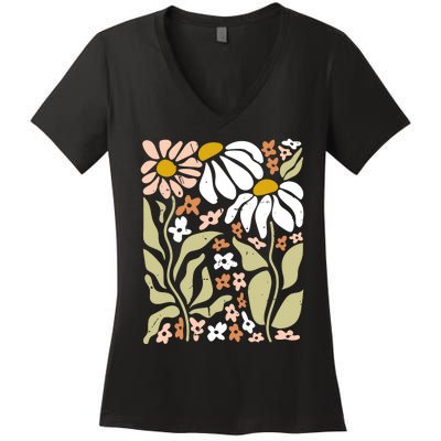 Flowers Boho Wildflowers Floral Nature Women's V-Neck T-Shirt