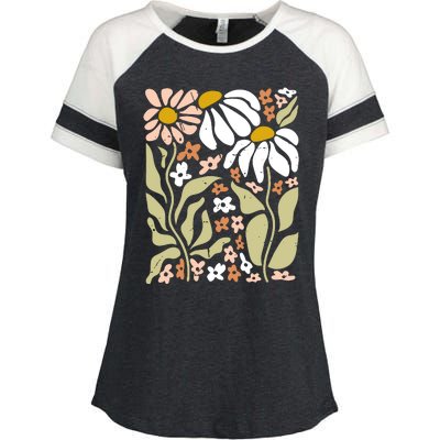 Flowers Boho Wildflowers Floral Nature Enza Ladies Jersey Colorblock Tee