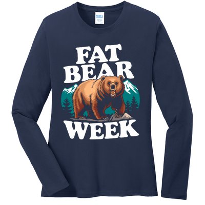 Fat Bear Week 2024 Grazer Animal Lover Alaska Katmai Nature Ladies Long Sleeve Shirt