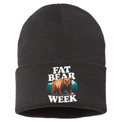 Fat Bear Week 2024 Grazer Animal Lover Alaska Katmai Nature Sustainable Knit Beanie