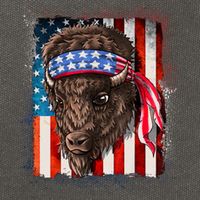 Funny Buffalo With American USA Flag Bandana Cotton Canvas Backpack