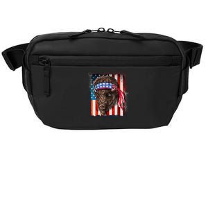 Funny Buffalo With American USA Flag Bandana Crossbody Pack