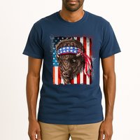 Funny Buffalo With American USA Flag Bandana Tall T-Shirt