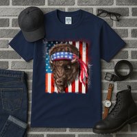 Funny Buffalo With American USA Flag Bandana Tall T-Shirt