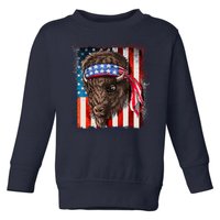 Funny Buffalo With American USA Flag Bandana Toddler Sweatshirt