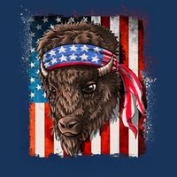 Funny Buffalo With American USA Flag Bandana Tank Top