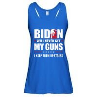 Funny Biden Will Never Get My Guns I keep them Upstairs  Ladies Essential Flowy Tank