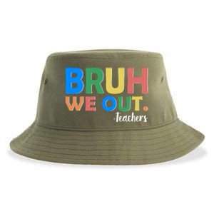 Funny BRUH We Out Teachers Schools Out Sustainable Bucket Hat