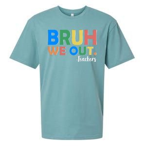 Funny BRUH We Out Teachers Schools Out Sueded Cloud Jersey T-Shirt