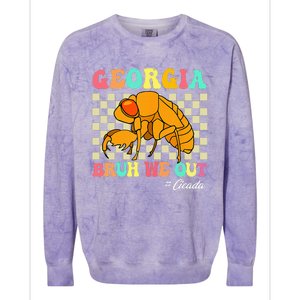 Funny Bruh We Out Cicada Georgia 2024 For Teachers Summer Colorblast Crewneck Sweatshirt