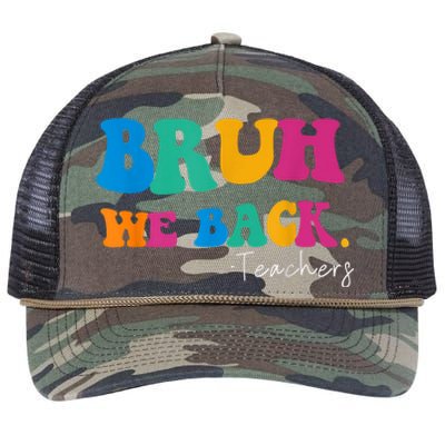 Funny Bruh We Back Teachers Start Back To School Gifts Retro Rope Trucker Hat Cap