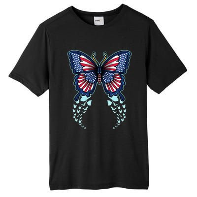 Funny Butterfly With Usa Flag American Patriotic 4th Of July Great Gift Tall Fusion ChromaSoft Performance T-Shirt