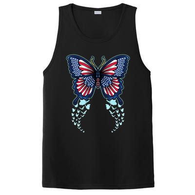 Funny Butterfly With Usa Flag American Patriotic 4th Of July Great Gift PosiCharge Competitor Tank