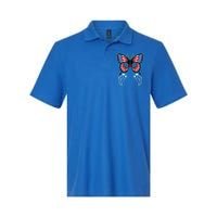 Funny Butterfly With Usa Flag American Patriotic 4th Of July Great Gift Softstyle Adult Sport Polo