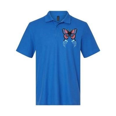 Funny Butterfly With Usa Flag American Patriotic 4th Of July Great Gift Softstyle Adult Sport Polo