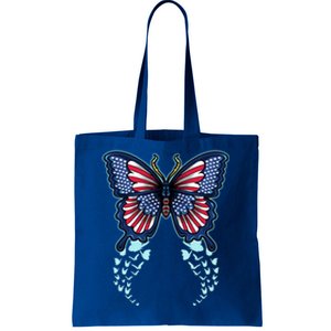 Funny Butterfly With Usa Flag American Patriotic 4th Of July Great Gift Tote Bag