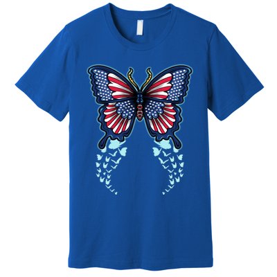 Funny Butterfly With Usa Flag American Patriotic 4th Of July Great Gift Premium T-Shirt