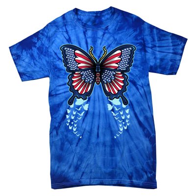 Funny Butterfly With Usa Flag American Patriotic 4th Of July Great Gift Tie-Dye T-Shirt