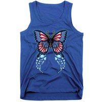 Funny Butterfly With Usa Flag American Patriotic 4th Of July Great Gift Tank Top