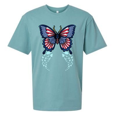 Funny Butterfly With Usa Flag American Patriotic 4th Of July Great Gift Sueded Cloud Jersey T-Shirt