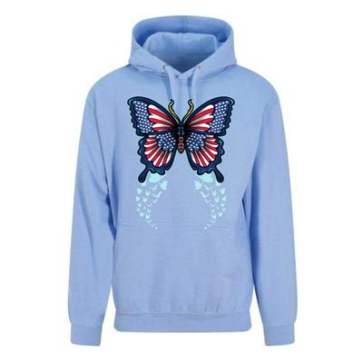 Funny Butterfly With Usa Flag American Patriotic 4th Of July Great Gift Unisex Surf Hoodie