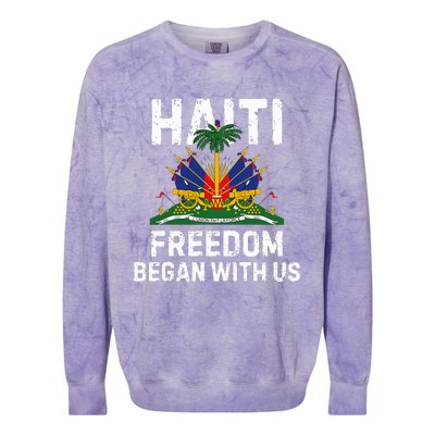 Freedom Began With Us Happy Haitian Flag Day Colorblast Crewneck Sweatshirt